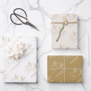 Moderne kalligraphische Hochzeit ohne Gold und Wei Geschenkpapier Set