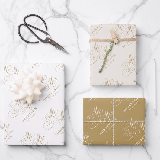 Moderne kalligraphische Hochzeit ohne Gold und Wei Geschenkpapier Set (Vorderseite)