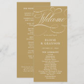 Moderne kalligraphische Hochzeit ohne Gold und Wei Programm (Vorne/Hinten)