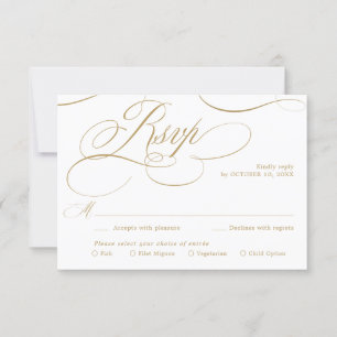 Moderne kalligraphische Hochzeit ohne Gold und Wei RSVP Karte