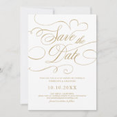 Moderne kalligraphische Hochzeit ohne Gold und Wei Save The Date (Vorderseite)