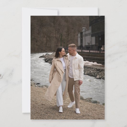 Moderne kalligraphische Hochzeit ohne Gold und Wei Save The Date (Rückseite)