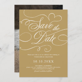 Moderne kalligraphische Hochzeit ohne Gold und Wei Save The Date