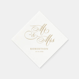 Moderne kalligraphische Hochzeit ohne Gold und Wei Serviette