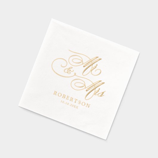 Moderne kalligraphische Hochzeit ohne Gold und Wei Servietten Mit Folie (Links)