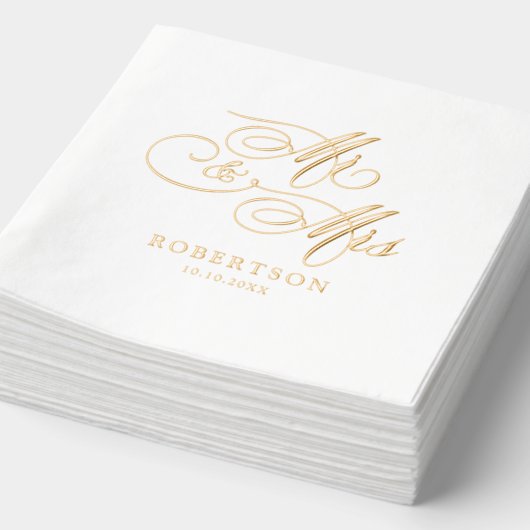 Moderne kalligraphische Hochzeit ohne Gold und Wei Servietten Mit Folie (Ausschnitt)