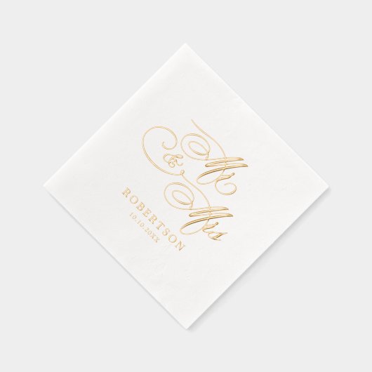 Moderne kalligraphische Hochzeit ohne Gold und Wei Servietten Mit Folie (Rechts)