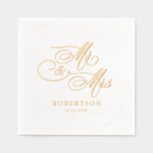 Moderne kalligraphische Hochzeit ohne Gold und Wei Servietten Mit Folie (Vorderseite)