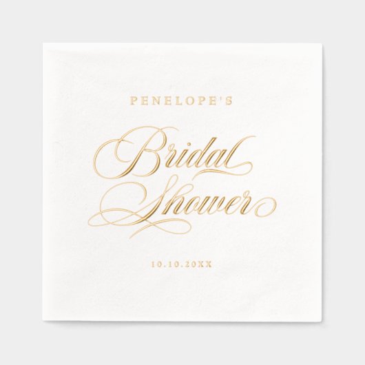 Moderne kalligraphische Hochzeit ohne Gold und Wei Servietten Mit Folie (Vorderseite)