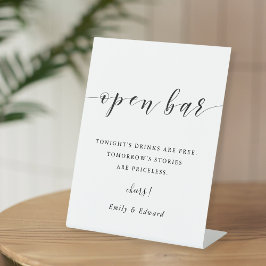 Moderne kalligraphische Hochzeit Open Bar Sockelschild