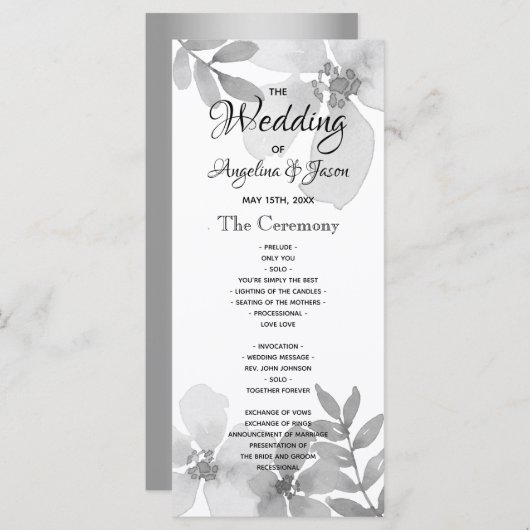 Moderne kalligraphische Hochzeit Programm (Vorne/Hinten)