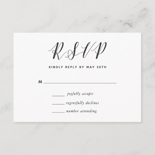Moderne kalligraphische Hochzeit RSVP (Vorderseite)