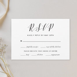 Moderne kalligraphische Hochzeit RSVP Meal Choice Karte