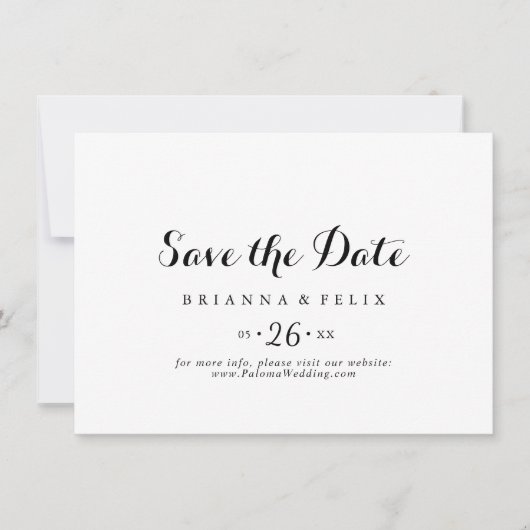 Moderne kalligraphische Hochzeit Save The Date (Vorderseite)