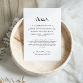 Moderne kalligraphische Hochzeitdetails Begleitkarte