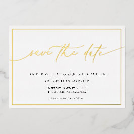 Moderne kalligraphische Hochzeiten retten das Datu Folieneinladung