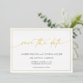 Moderne kalligraphische Hochzeiten retten das Datu Folieneinladung (Stehend vorne)