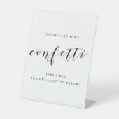 Moderne kalligraphische Hochzeitkonfetti abschicke Sockelschild (Vorderseite)