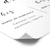 Moderne kalligraphische Hochzeitsignaturgetränke s Poster (Ecke)