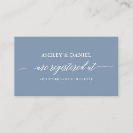 Moderne kalligraphische Hochzeitskanzlei Dusty Blu Begleitkarte