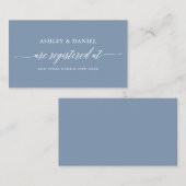 Moderne kalligraphische Hochzeitskanzlei Dusty Blu Begleitkarte (Vorne/Hinten)