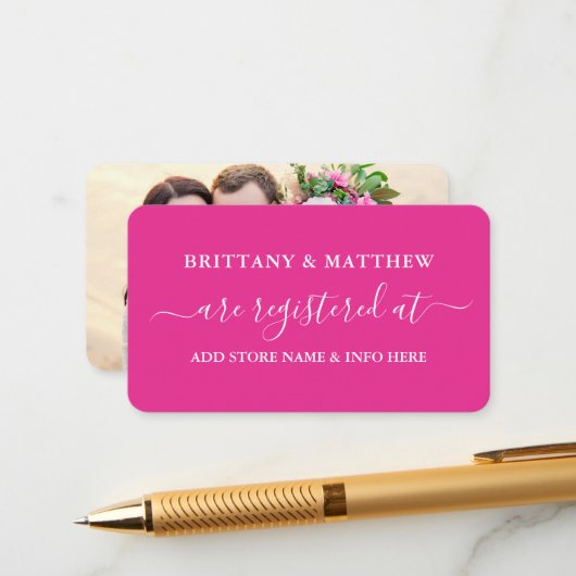 Moderne kalligraphische Hochzeitskanzlei Foto Hot Begleitkarte (Vorderseite/Rückseite Beispiel)