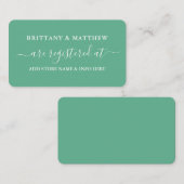 Moderne kalligraphische Hochzeitskanzlei grün Begleitkarte (Vorne/Hinten)