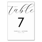 Moderne kalligraphische Hochzeitskarte für Tischnu Tischnummer (Vorderseite)