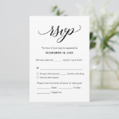 Moderne kalligraphische Hochzeitskarten für RSVP Begleitkarte (Stehend Vorderseite)