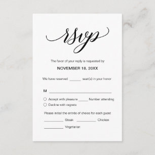 Moderne kalligraphische Hochzeitskarten für RSVP Begleitkarte