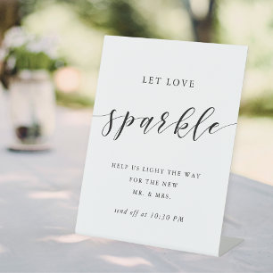 Moderne kalligraphische Hochzeitsparkler abschicke Sockelschild