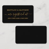 Moderne kalligraphische Hochzeitsregister Gold Bla Begleitkarte (Vorne/Hinten)