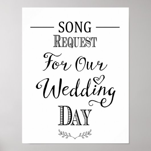 Moderne kalligraphische Hochzeitssonganforderung Poster (Vorne)