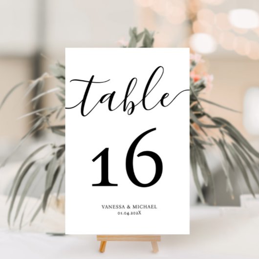 Moderne kalligraphische Hochzeitsstiftung Tischnum Tischnummer