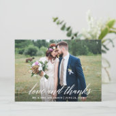 Moderne kalligraphische Hochzeitsstimmung dank 6 F Dankeskarte (Stehend Vorderseite)