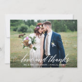 Moderne kalligraphische Hochzeitsstimmung dank 6 F Dankeskarte (Vorderseite)