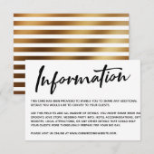 Moderne kalligraphische Informationen Gold gestrei RSVP Karte (Vorne/Hinten)