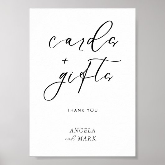 Moderne kalligraphische Karten und Geschenke Hochz Poster (Vorne)