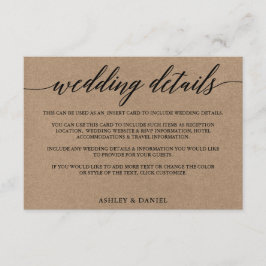 Moderne kalligraphische Kraft Hochzeitdetails Begleitkarte