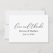 Moderne kalligraphische Liebe dank Hochzeitsnotiz Dankeskarte (Vorderseite)