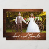 Moderne kalligraphische Liebe dank Holzhochzeit Dankeskarte (Vorne/Hinten)