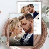 Moderne kalligraphische Liebe Herz 2 Foto Hochzeit Dankeskarte