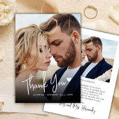 Moderne kalligraphische Liebe Herz 2 Foto Hochzeit Dankeskarte