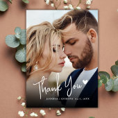 Moderne kalligraphische Liebe Herz 2 Foto Hochzeit Dankeskarte