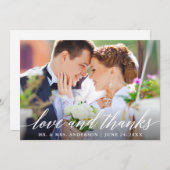 Moderne kalligraphische Liebe und Dank Hochzeit Dankeskarte (Vorne/Hinten)