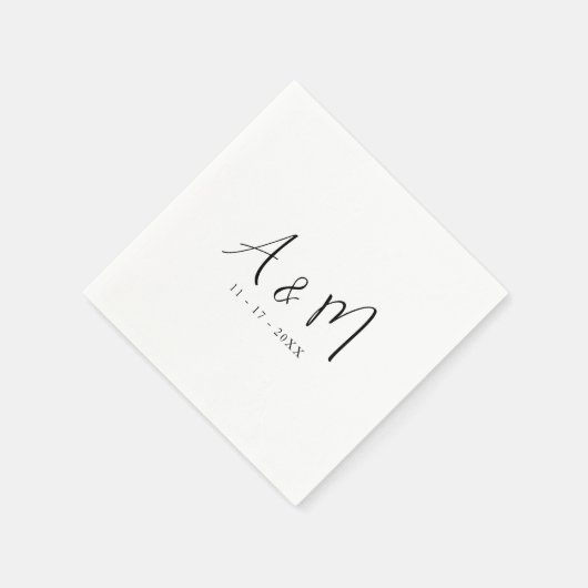 Moderne kalligraphische Monogramm Anfangsdatum Hoc Serviette (Ecke)