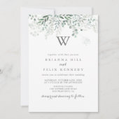 Moderne kalligraphische Monogramm-Hochzeit Einladung (Vorderseite)