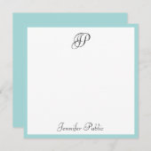 Moderne kalligraphische Monogramm-Minimalistische Mitteilungskarte (Vorne/Hinten)