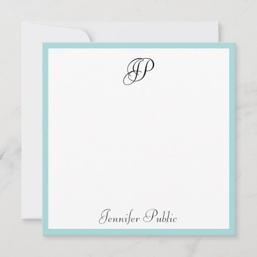 Moderne kalligraphische Monogramm-Minimalistische Mitteilungskarte (Vorderseite)