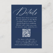 Moderne kalligraphische Navy QR Code Hochzeitdetai Begleitkarte (Vorderseite)